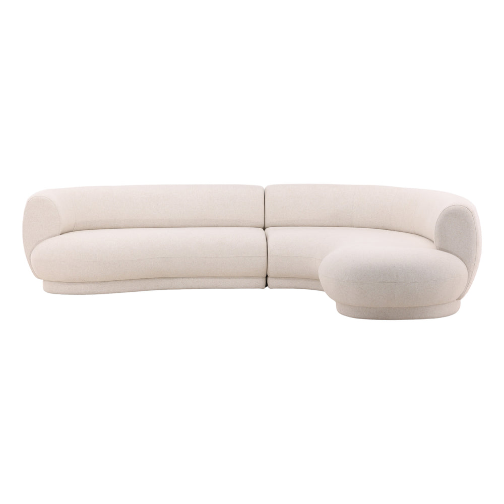 Performance Linen Blend Cream Chaise Sectional RAF