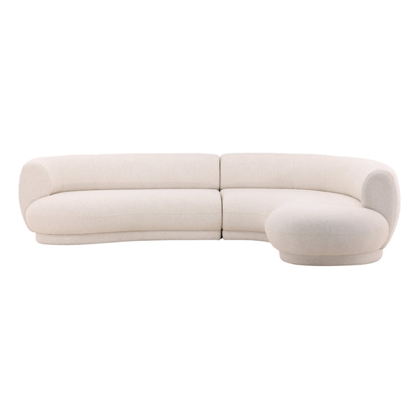 Performance Linen Blend Cream Chaise Sectional RAF