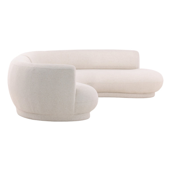 Performance Linen Blend Cream Chaise Sectional RAF