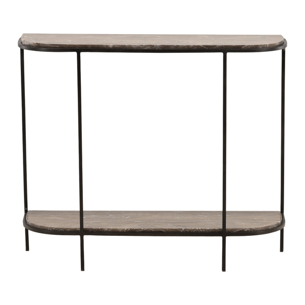 Marble and Iron Console Table - Brown
