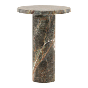 Round Marble Column Side Table - Green