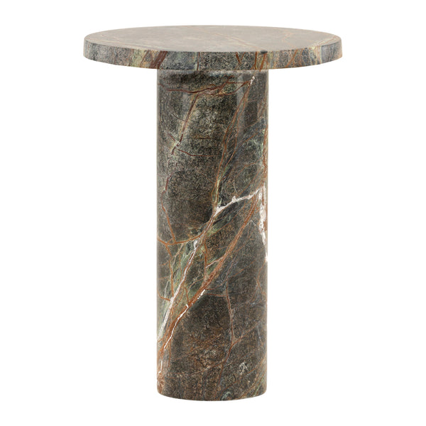 Round Marble Column Side Table - Green