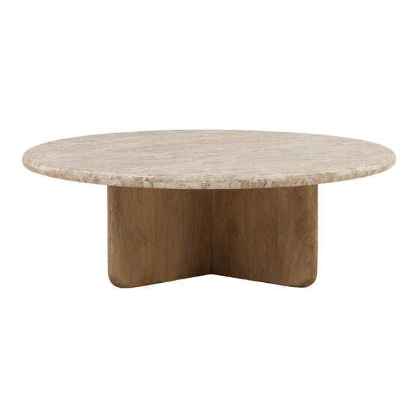 Round Tendu Marble and Mango Wood Coffee Table
