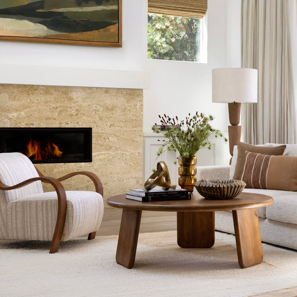 Mango Wood Coffee Table with Rounded Legs