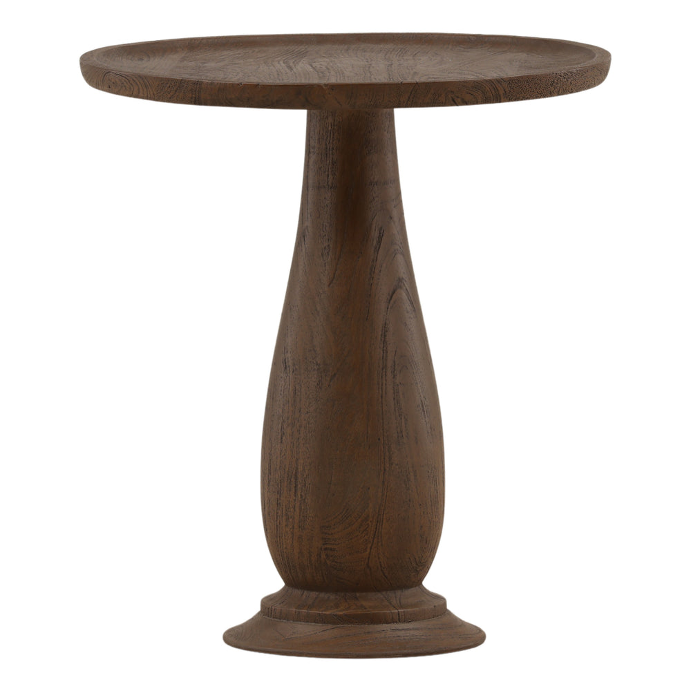 Mango Wood Side Table with Turned Base - Brown