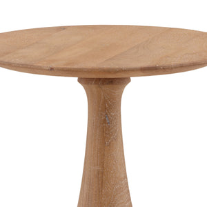 Mango Wood Side Table with Turned Base - Light Natural