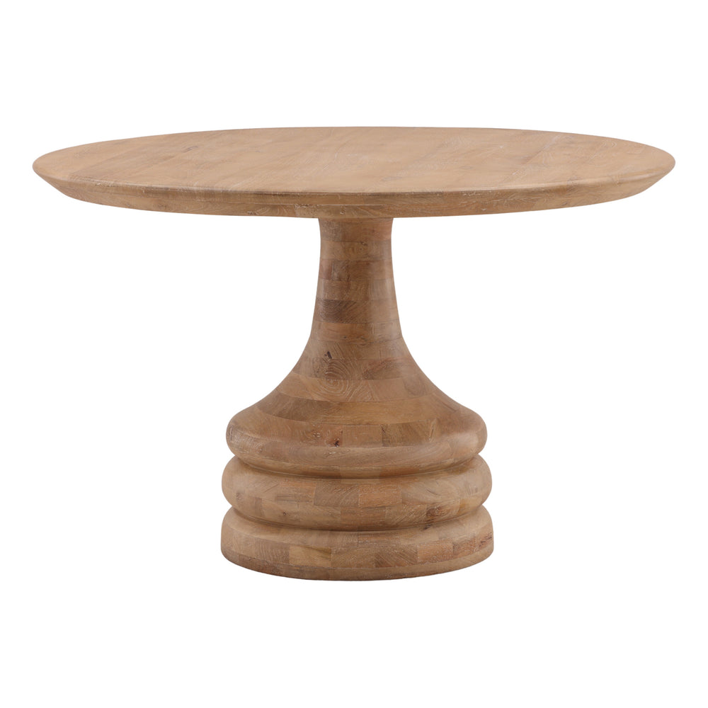 Mango Wood Dining Table with Turned Base - Light Natural