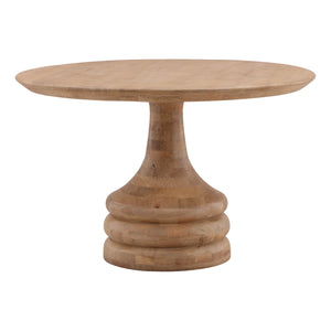Mango Wood Dining Table with Turned Base - Light Natural