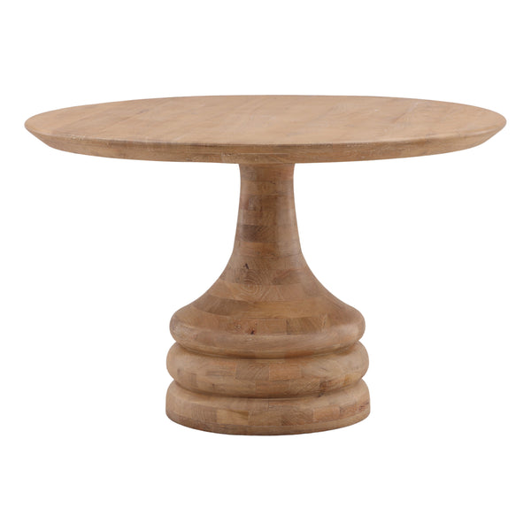 Mango Wood Dining Table with Turned Base - Light Natural