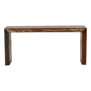 Reclaimed Mango Wood Console Table with Distressed Paint