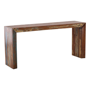 Reclaimed Mango Wood Console Table with Distressed Paint