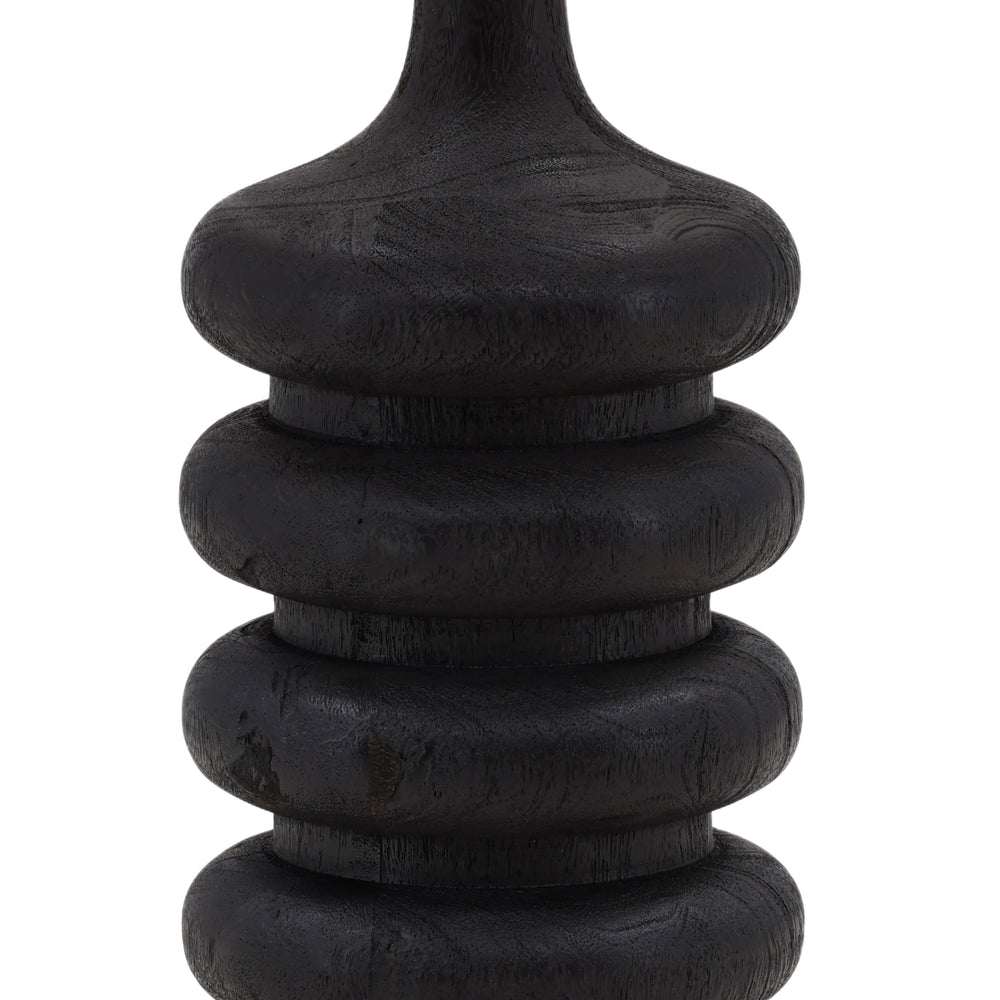 Black Mango Wood Table Lamp with Jute Shade