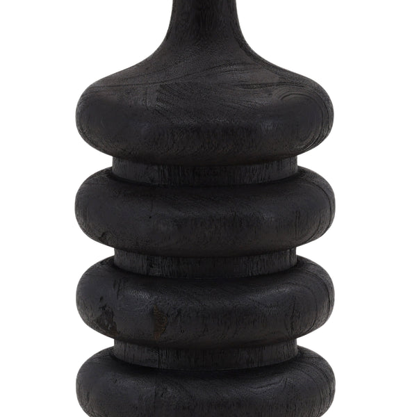 Black Mango Wood Table Lamp with Jute Shade