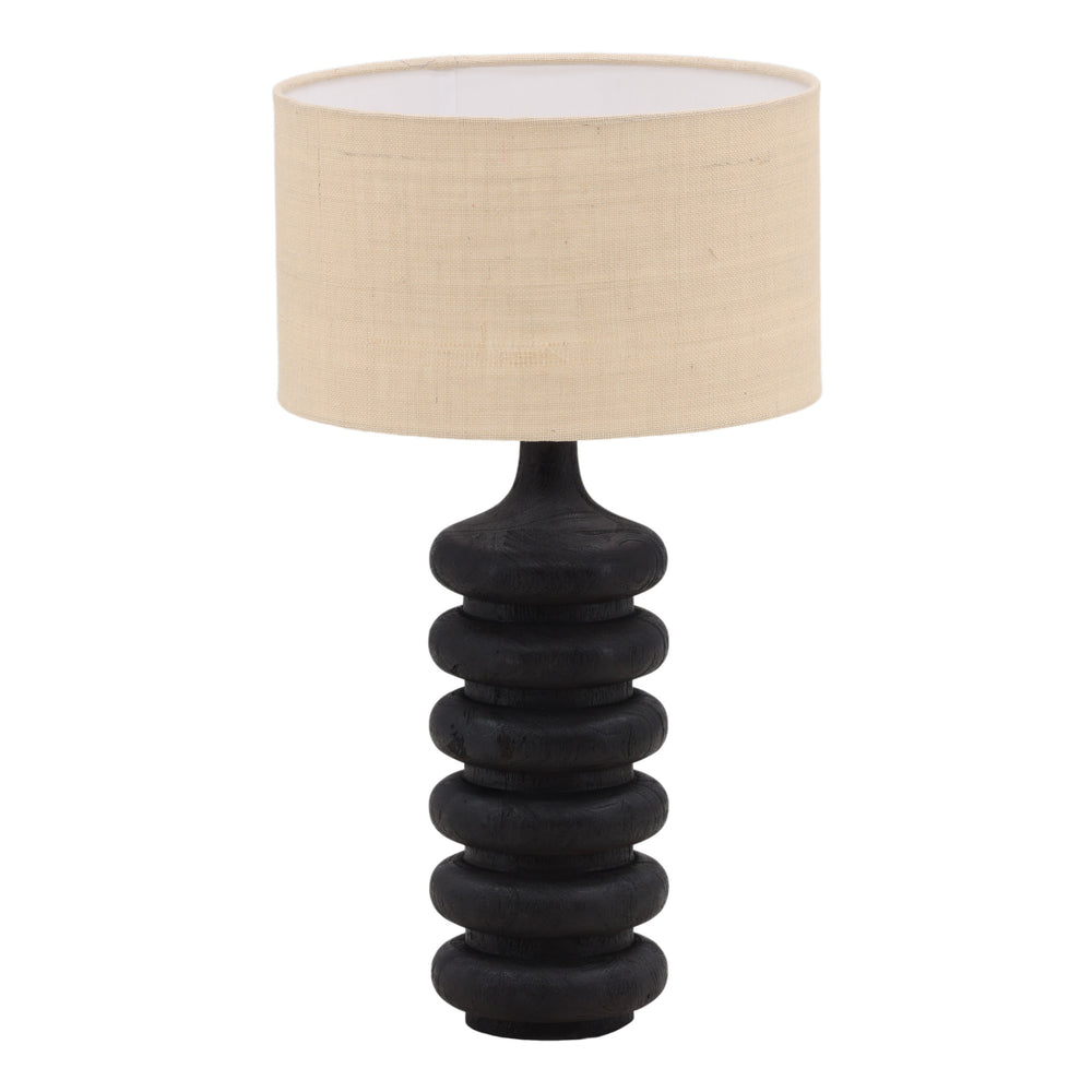 Black Mango Wood Table Lamp with Jute Shade