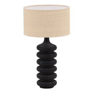 Black Mango Wood Table Lamp with Jute Shade