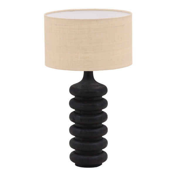 Black Mango Wood Table Lamp with Jute Shade