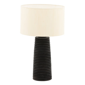 Black Mango Wood Table Lamp with Silk Shade