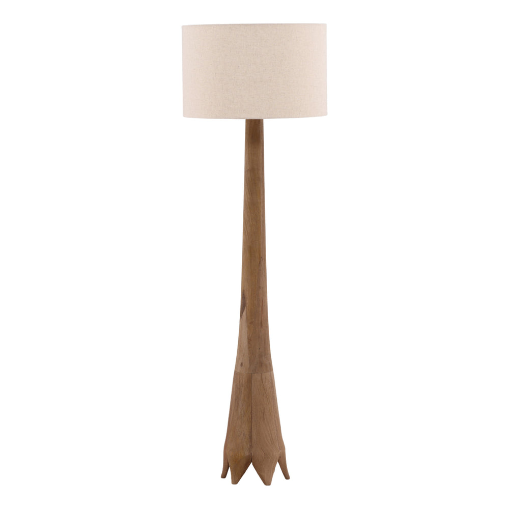 Tree Trunk Mango Wood Floor Lamp with Cotton Linen Shade
