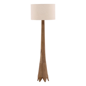Tree Trunk Mango Wood Floor Lamp with Cotton Linen Shade