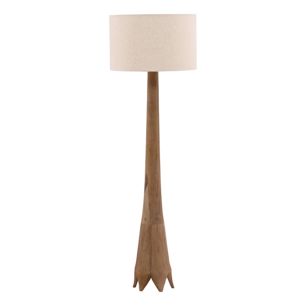 Tree Trunk Mango Wood Floor Lamp with Cotton Linen Shade
