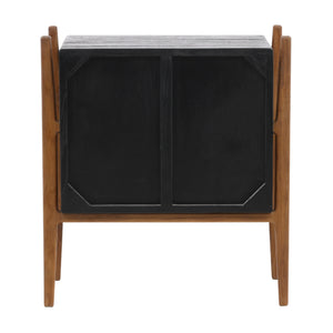 Midcentury Nightstand in Black Mindi Wood