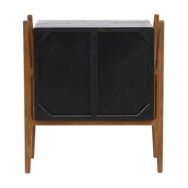 Midcentury Nightstand in Black Mindi Wood