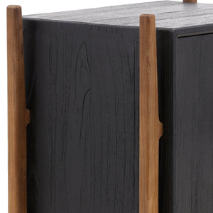 Midcentury Nightstand in Black Mindi Wood