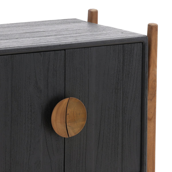 Midcentury Nightstand in Black Mindi Wood