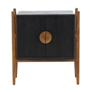 Midcentury Nightstand in Black Mindi Wood