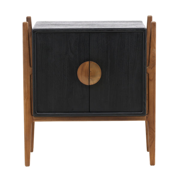 Midcentury Nightstand in Black Mindi Wood
