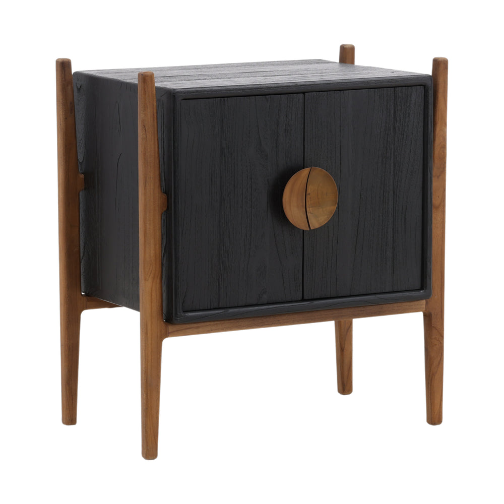 Midcentury Nightstand in Black Mindi Wood