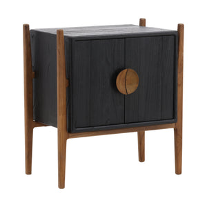 Midcentury Nightstand in Black Mindi Wood