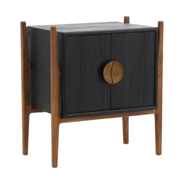 Midcentury Nightstand in Black Mindi Wood