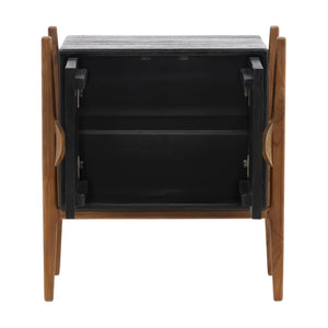 Midcentury Nightstand in Black Mindi Wood