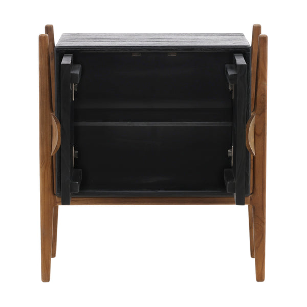 Midcentury Nightstand in Black Mindi Wood