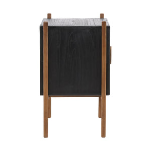 Midcentury Nightstand in Black Mindi Wood