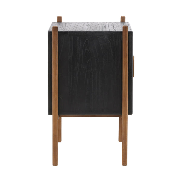 Midcentury Nightstand in Black Mindi Wood