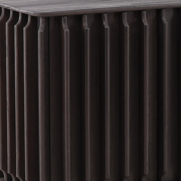Dark Brown Fluted Sideboard in Mindi Wood