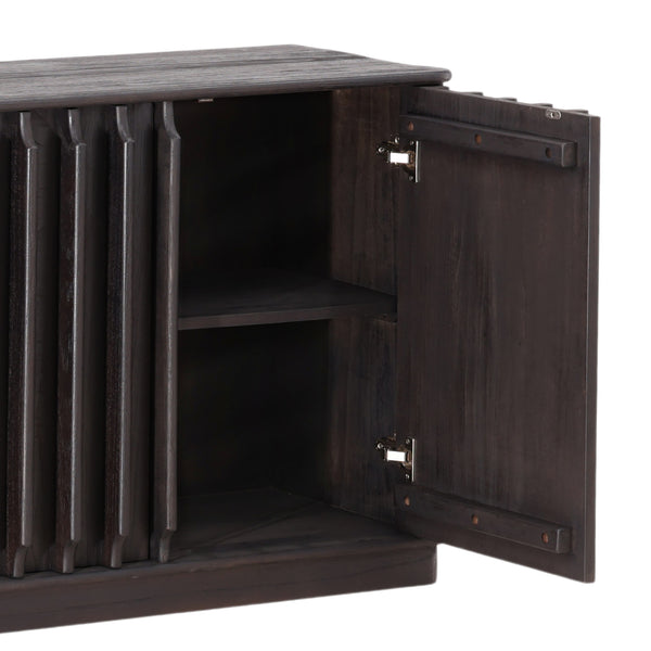 Dark Brown Fluted Sideboard in Mindi Wood