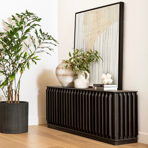 Dark Brown Fluted Sideboard in Mindi Wood