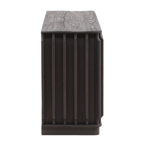 Dark Brown Fluted Sideboard in Mindi Wood