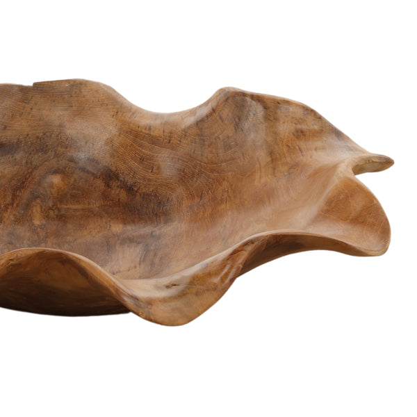 Round Freeform Teak Wood Bowl