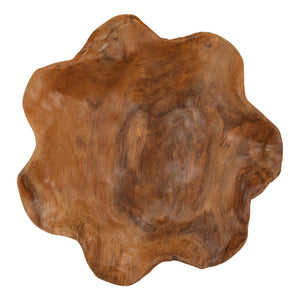 Round Freeform Teak Wood Bowl