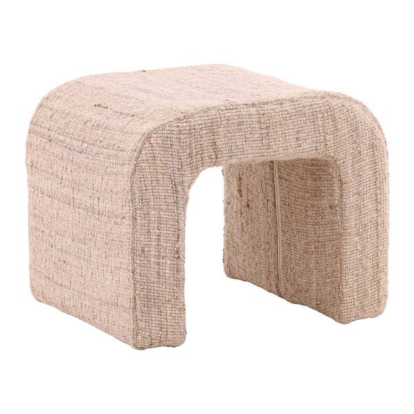 Handwoven Wool Upholstered Stool