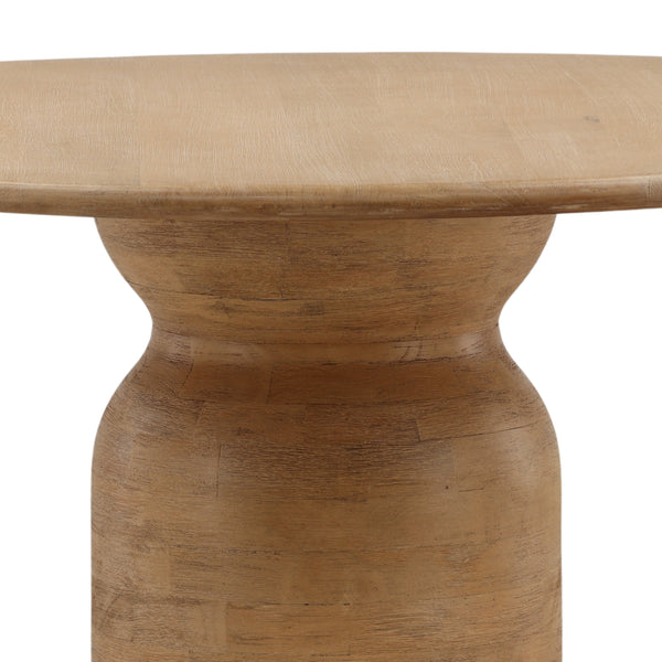 Column Base Mango Wood Dining Table - Light Natural