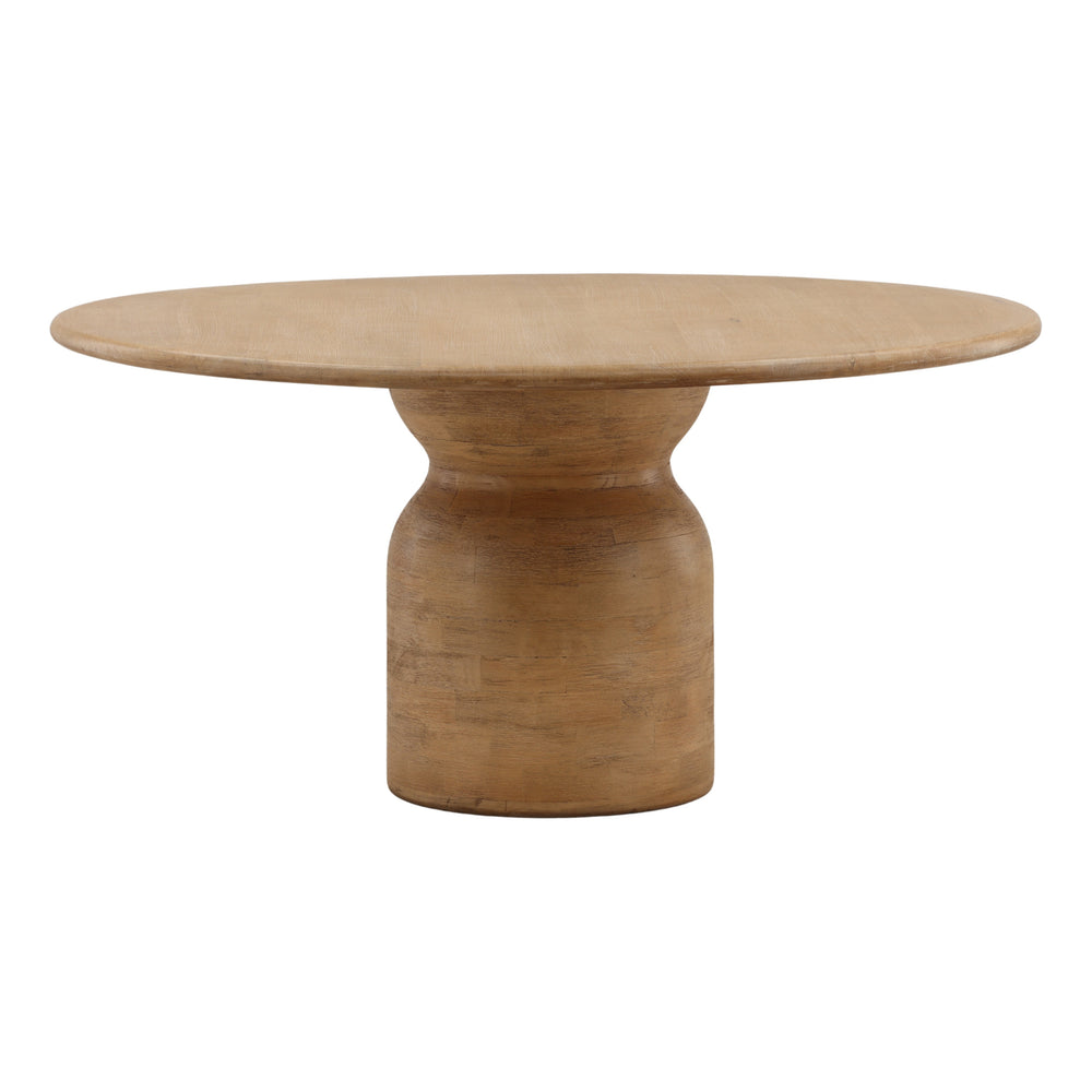 Column Base Mango Wood Dining Table - Light Natural