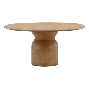 Column Base Mango Wood Dining Table - Light Natural