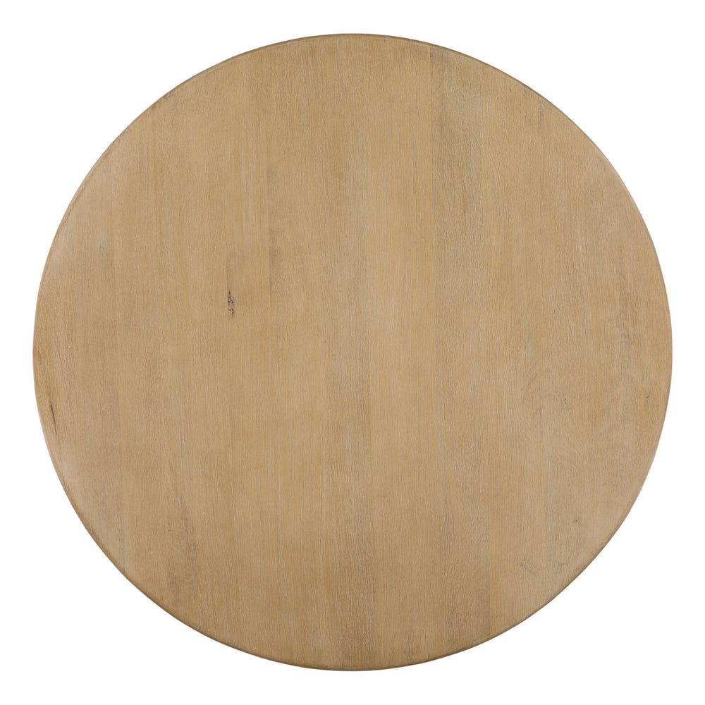 Column Base Mango Wood Dining Table - Light Natural