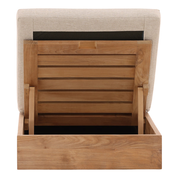 Outdoor Basketweave Tweed and Teak Chaise