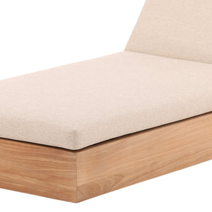 Outdoor Basketweave Tweed and Teak Chaise